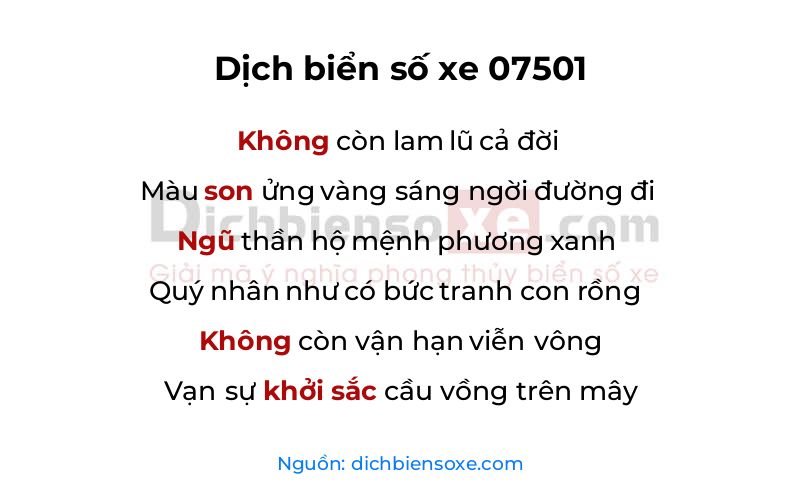 Dịch thơ biển số 07501