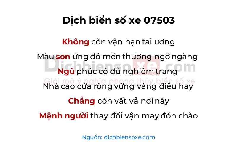 Dịch thơ biển số 07503