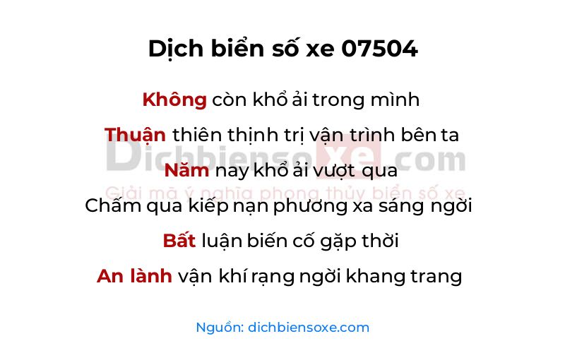 Dịch thơ biển số 07504