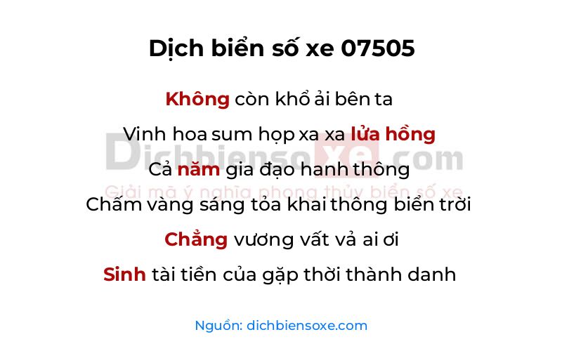 Dịch thơ biển số 07505