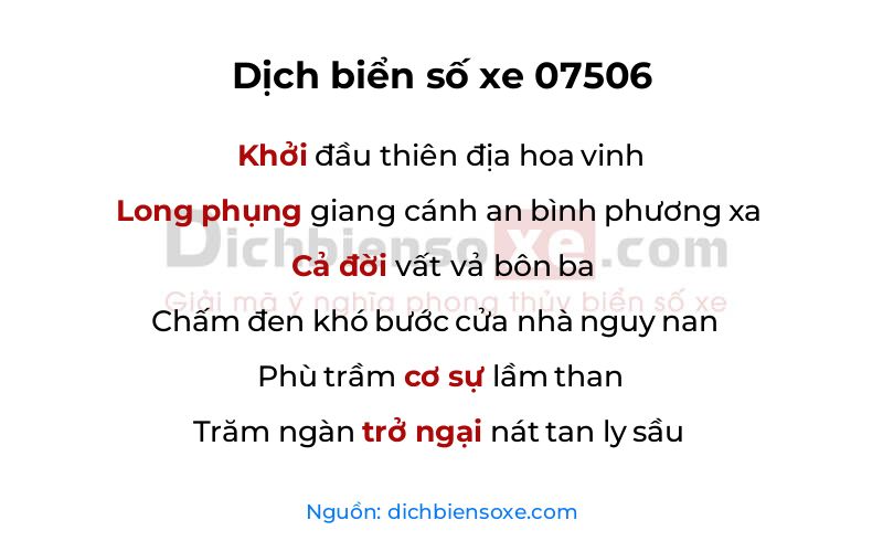 Dịch thơ biển số 07506