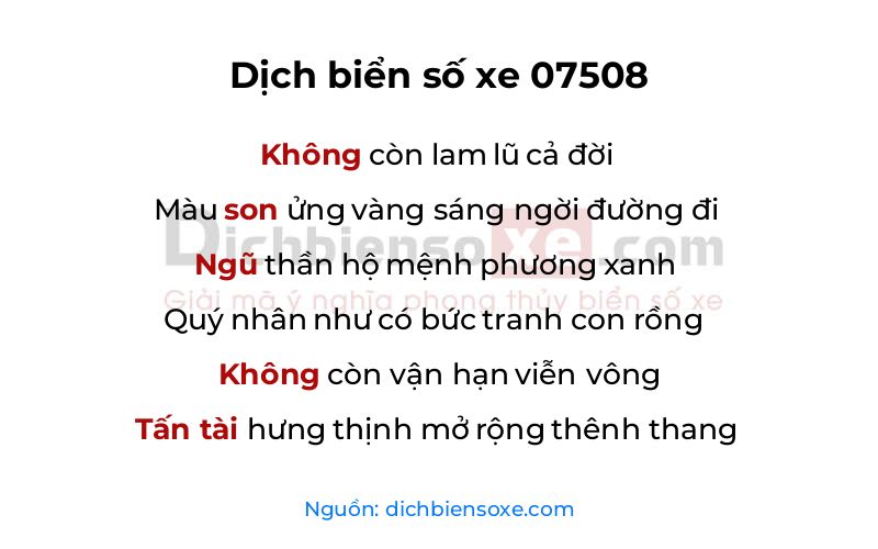Dịch thơ biển số 07508