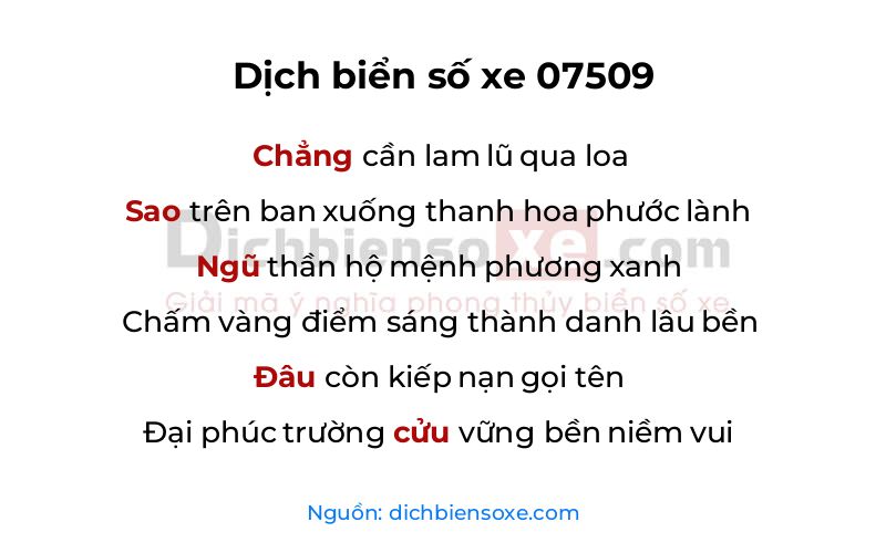 Dịch thơ biển số 07509