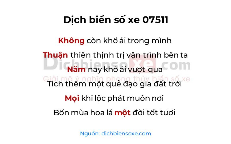 Dịch thơ biển số 07511