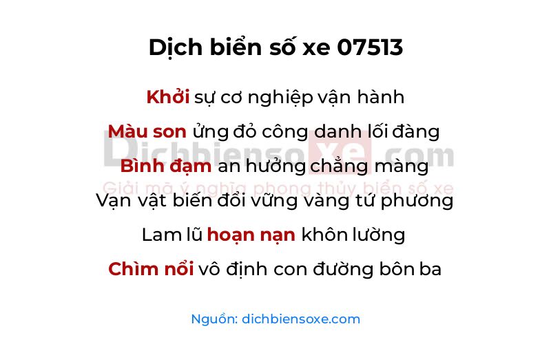 Dịch thơ biển số 07513