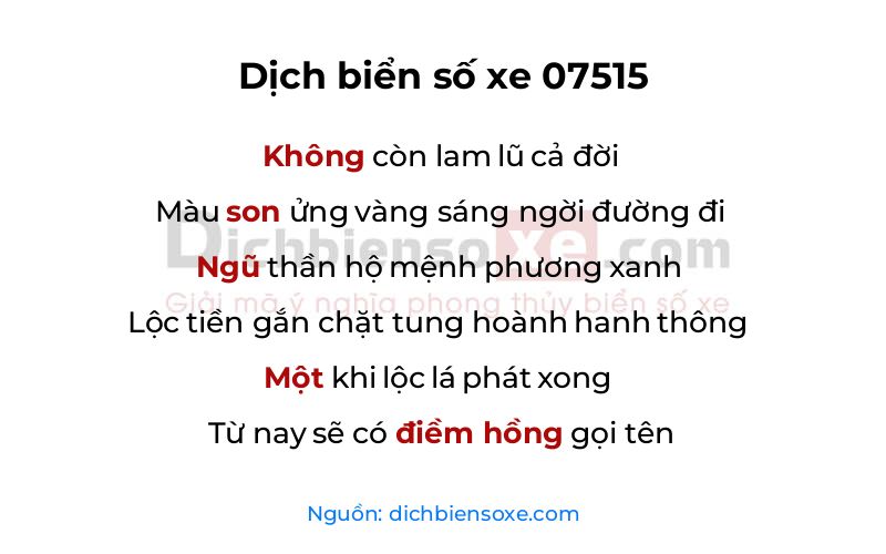Dịch thơ biển số 07515