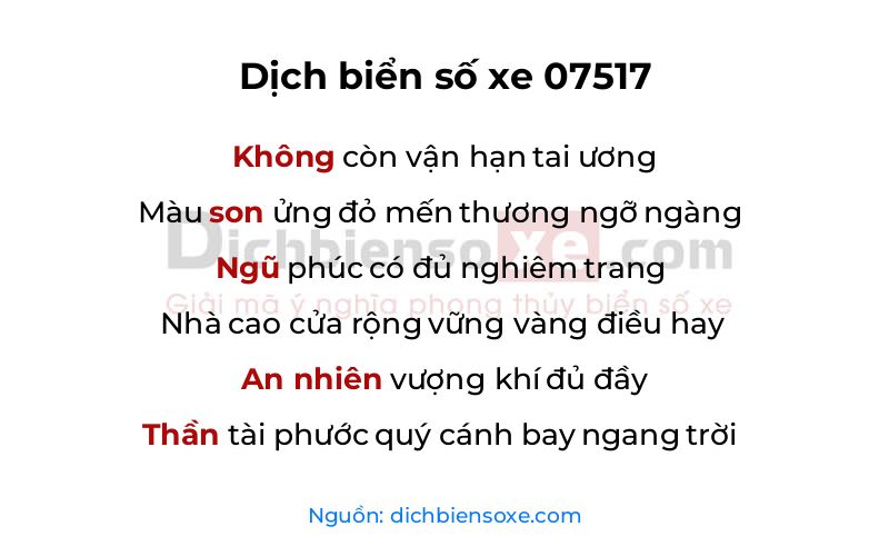 Dịch thơ biển số 07517