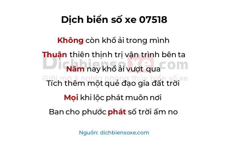 Dịch thơ biển số 07518