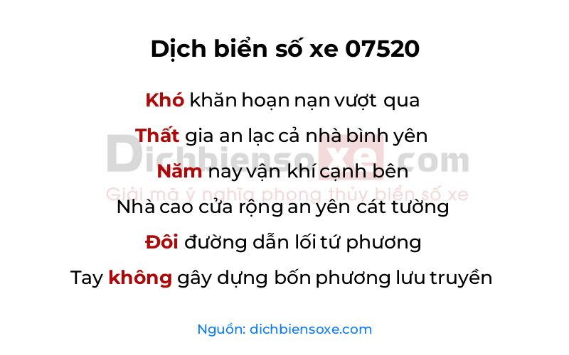 Dịch thơ biển số 07520