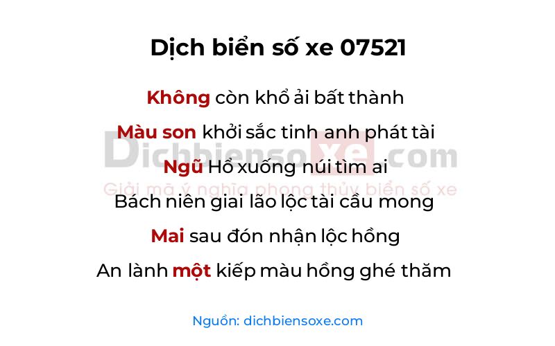 Dịch thơ biển số 07521