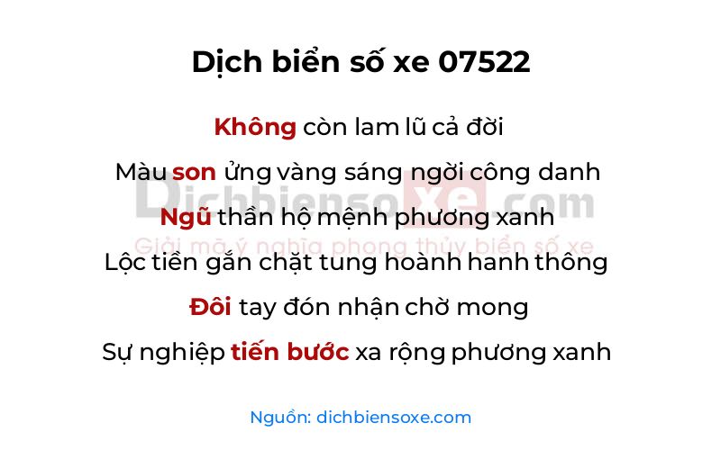 Dịch thơ biển số 07522