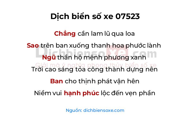 Dịch thơ biển số 07523