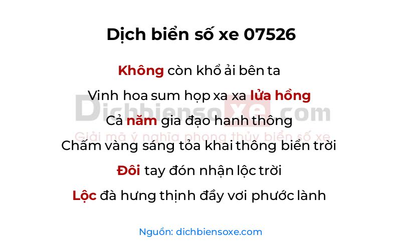 Dịch thơ biển số 07526