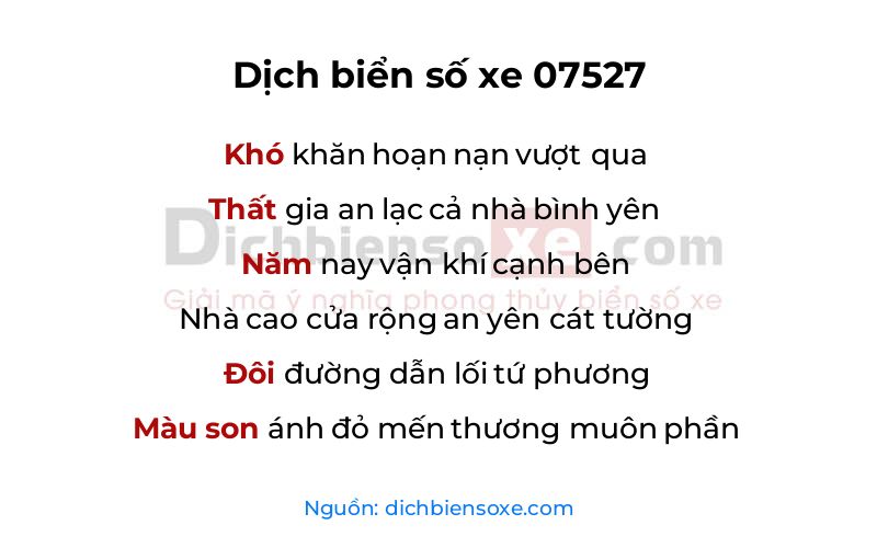 Dịch thơ biển số 07527