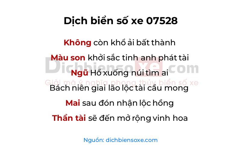 Dịch thơ biển số 07528