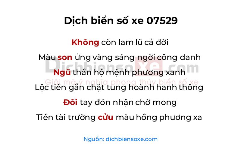 Dịch thơ biển số 07529