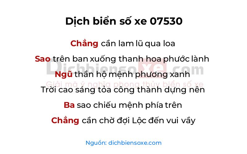 Dịch thơ biển số 07530