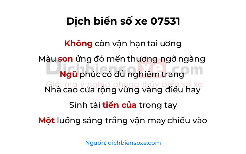 Dịch thơ biển số 07531