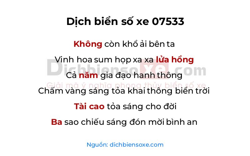 Dịch thơ biển số 07533