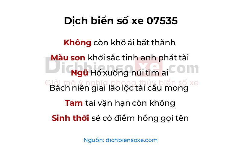 Dịch thơ biển số 07535