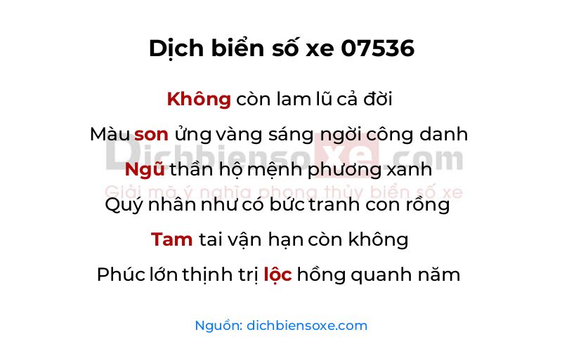 Dịch thơ biển số 07536