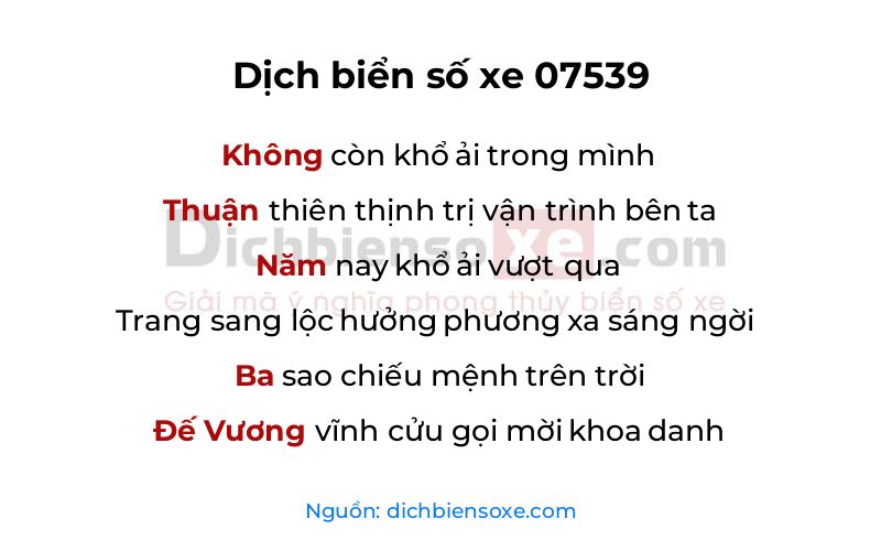 Dịch thơ biển số 07539