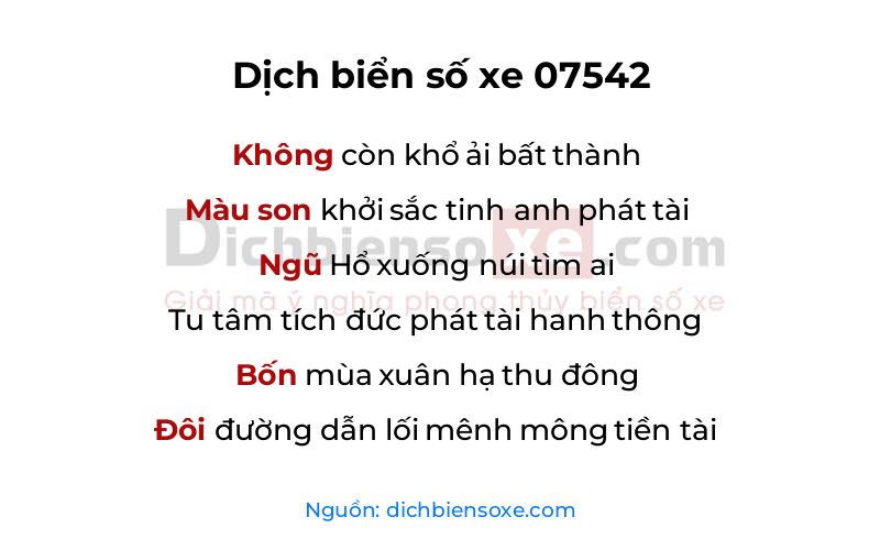 Dịch thơ biển số 07542