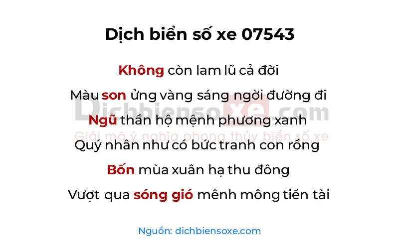 Dịch thơ biển số 07543