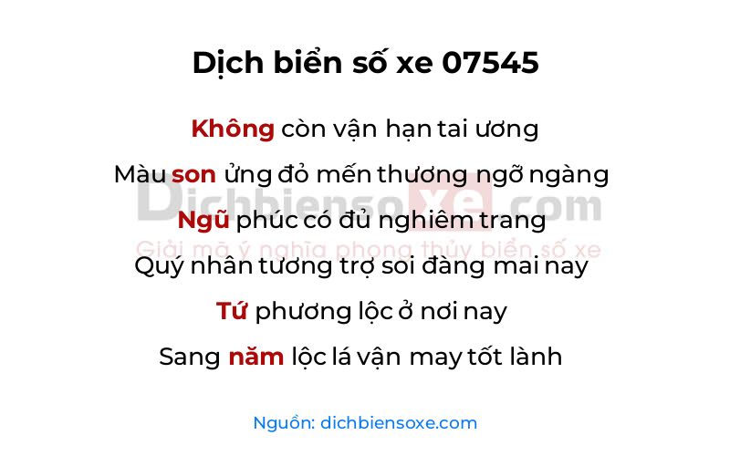 Dịch thơ biển số 07545