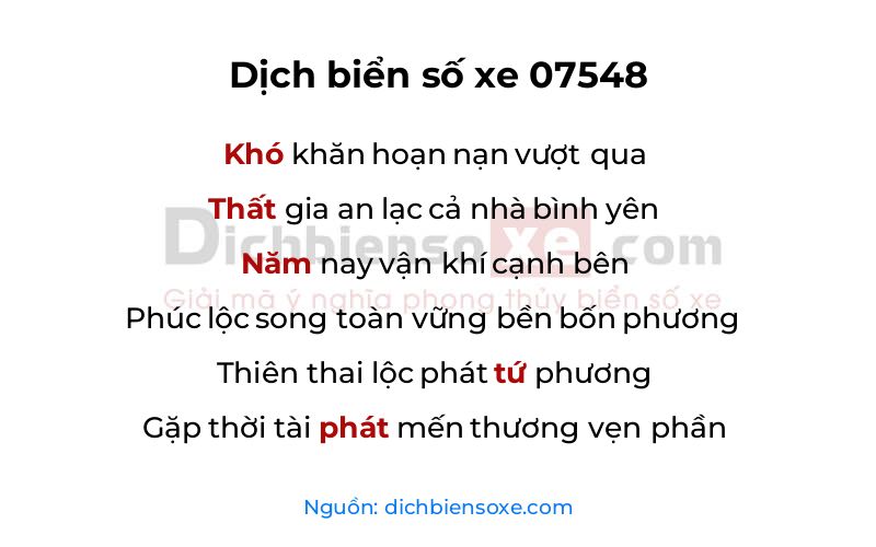 Dịch thơ biển số 07548