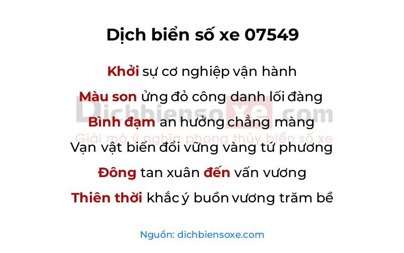 Dịch thơ biển số 07549