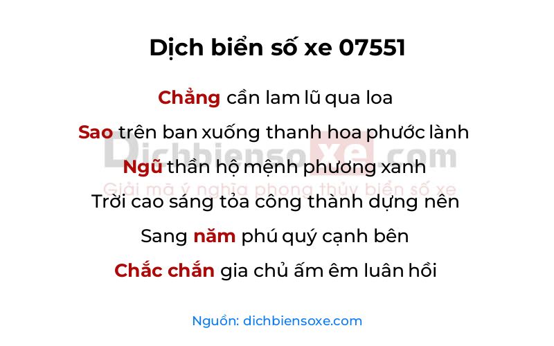 Dịch thơ biển số 07551