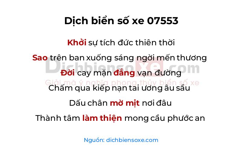 Dịch thơ biển số 07553