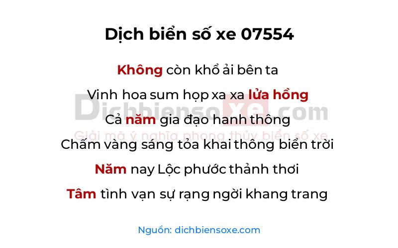 Dịch thơ biển số 07554