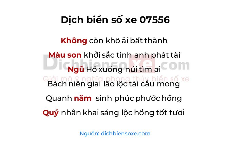 Dịch thơ biển số 07556