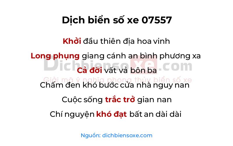 Dịch thơ biển số 07557