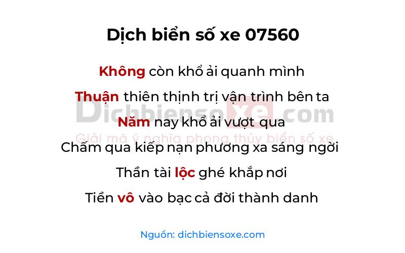 Dịch thơ biển số 07560