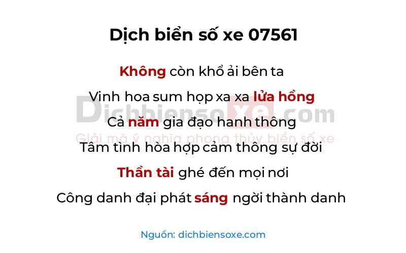 Dịch thơ biển số 07561