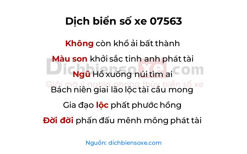Dịch thơ biển số 07563