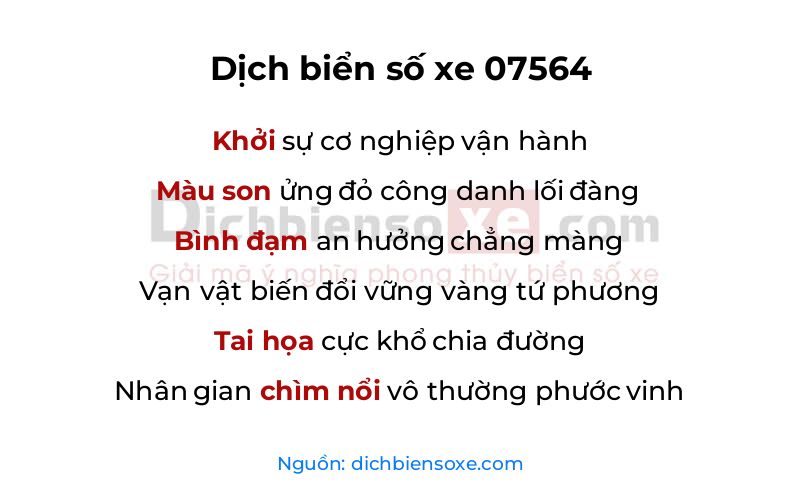 Dịch thơ biển số 07564