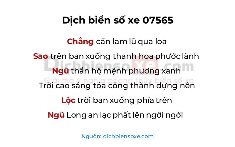Dịch thơ biển số 07565