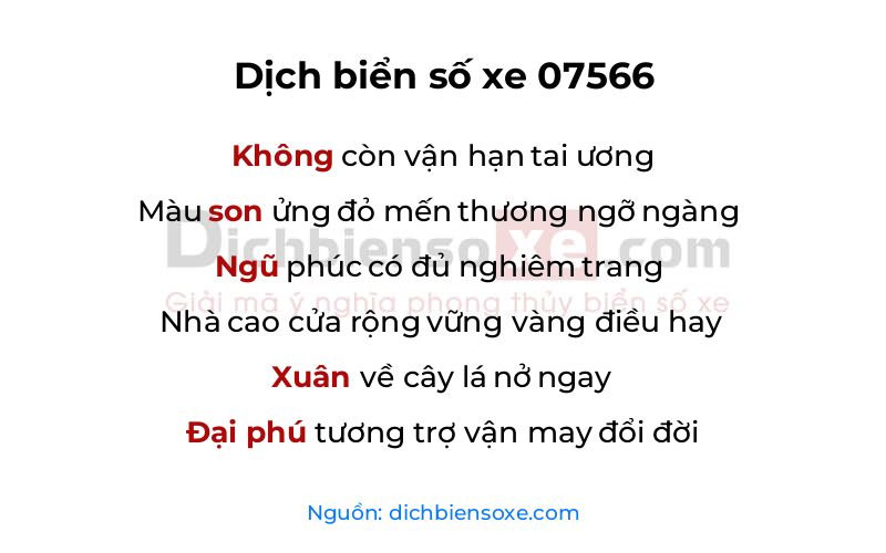 Dịch thơ biển số 07566