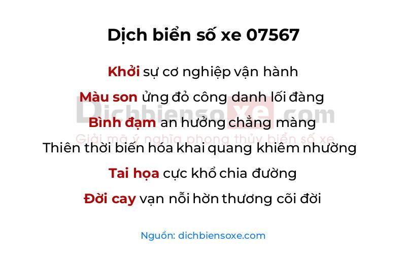 Dịch thơ biển số 07567