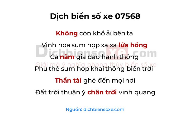 Dịch thơ biển số 07568