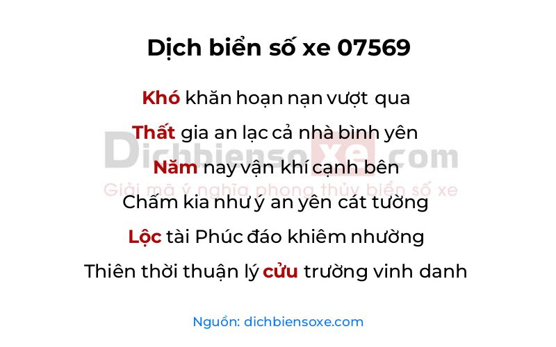 Dịch thơ biển số 07569
