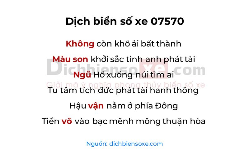 Dịch thơ biển số 07570