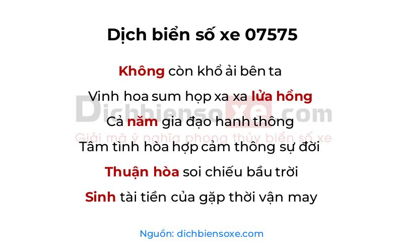 Dịch thơ biển số 07575