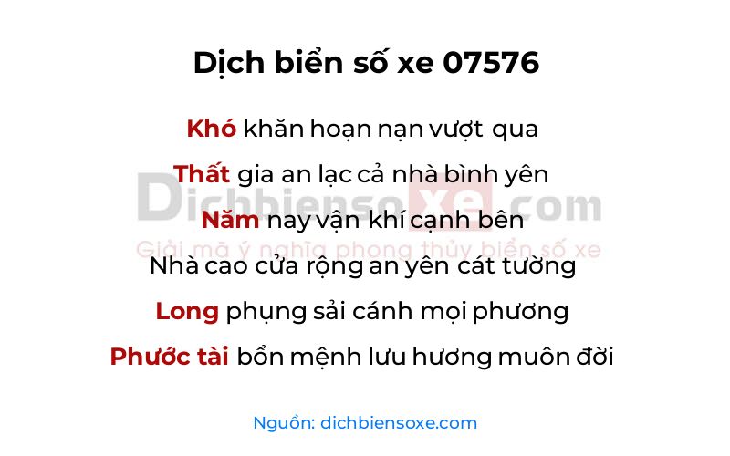 Dịch thơ biển số 07576
