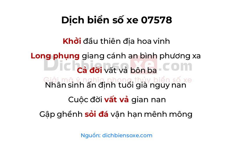 Dịch thơ biển số 07578