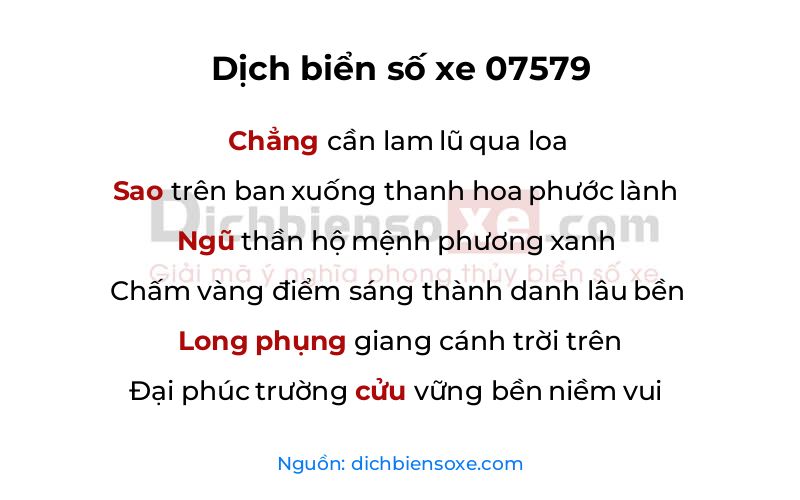 Dịch thơ biển số 07579